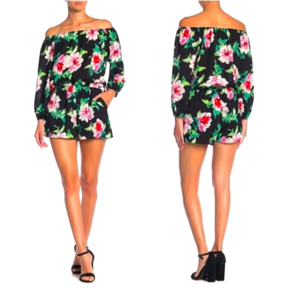 Love...Ady Off-The-Shoulder Floral Print Romper - Picture 1 of 7